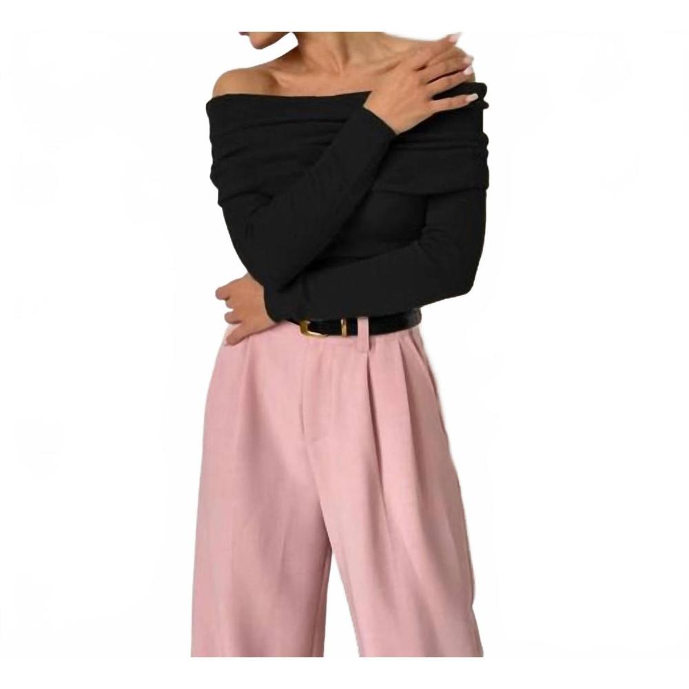 NEW SWEETKAMA off the shoulder knit top in black onyx